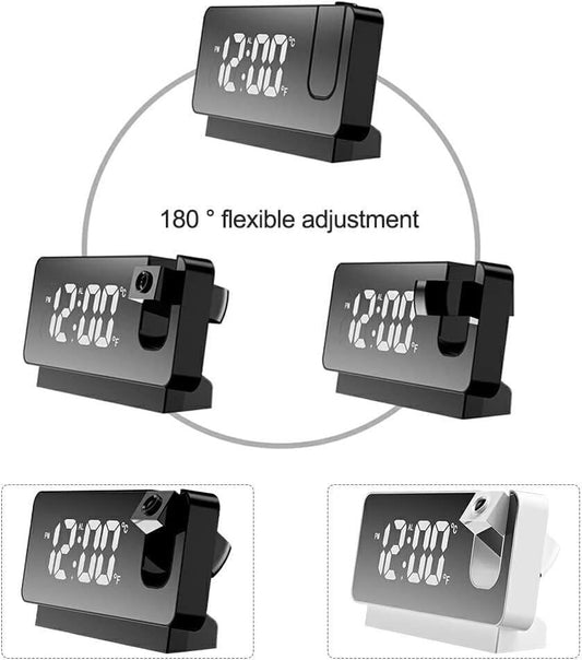 180� Projector Clock for Bedroom Digital Alarm Clock W/ Temperature Display